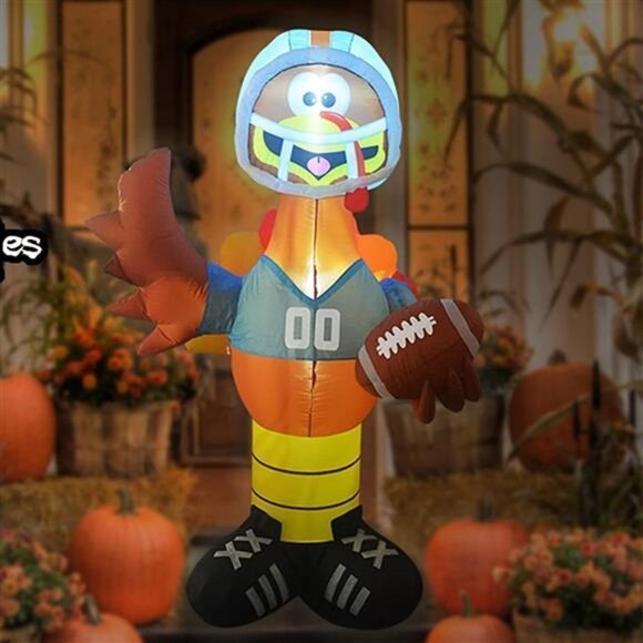 6 FT Thanksgiving Inflatable Outdoor American Football Turkey